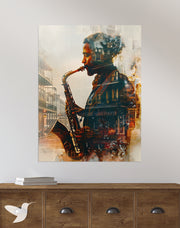 Cuadro Jazz Lounge - El Brillo del Saxo